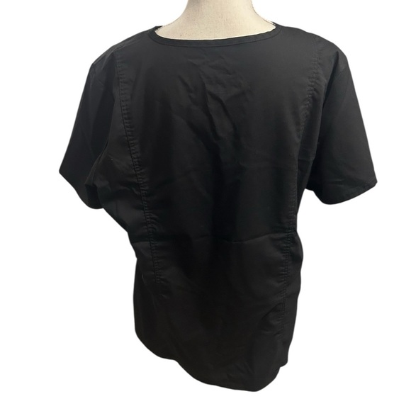 {Cherokee} Women’s Mock Wrap Black Scrub Top - Picture 2 of 3